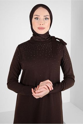 روسری قهوه ای پلی استر Alvina - کد 792006935
