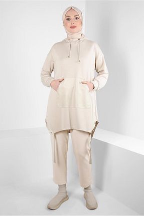 تونیک حجاب بژ زنانه مخلوط پلی استر Alvina - کد 791024330