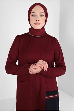 شال زرشکی زنانه پلی استر Alvina - کد 791737989