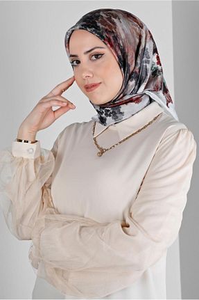 روسری طوسی پلی استر Alvina - کد 801113717