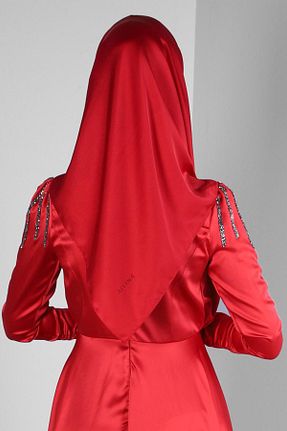 روسری قرمز پلی استر Alvina - کد 801205975