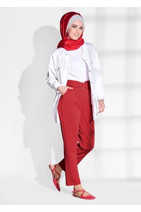 شلوار حجاب قرمز زنانه مخلوط پلی استر TRENDTESETTÜR - کد 86182035
