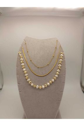 گردنبند استیل ( فولاد ) زرد زنانه استیل (فولاد) TLSMACCESORIES - کد 871893628