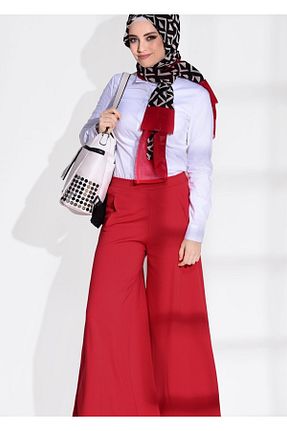 شلوار حجاب قرمز زنانه مخلوط ویسکون TRENDTESETTÜR - کد 86181844