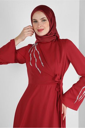 روسری زرشکی پلی استر Alvina - کد 801206003