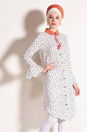 تونیک حجاب بژ زنانه پنبه پلی استر TRENDTESETTÜR - کد 86182349