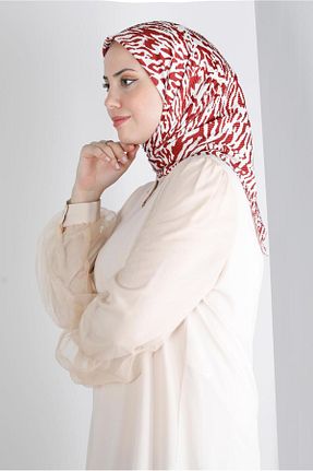 روسری زرشکی پلی استر Alvina - کد 801113929
