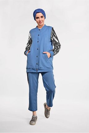 ست گرمکن حجاب سرمه ای زنانه اورسایز TRENDTESETTÜR - کد 58581037
