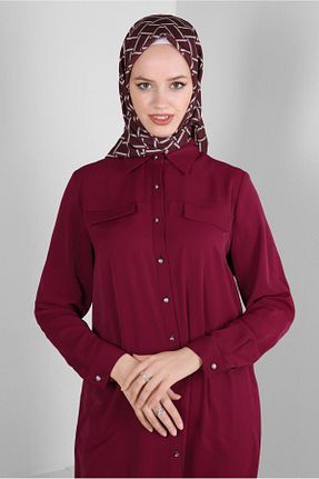 روسری زرشکی پنبه پلی استر Alvina - کد 805630592