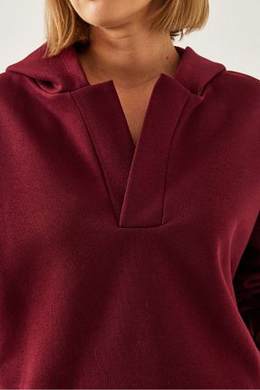 سوئیشرت زرشکی زنانه ساده Bianco Lucci - کد 871900073