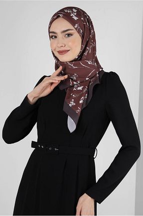 روسری زرشکی پنبه پلی استر Alvina - کد 805630502
