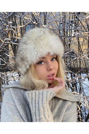 کلاه طوسی زنانه خز مصنوعی Goldmine - کد 873083685