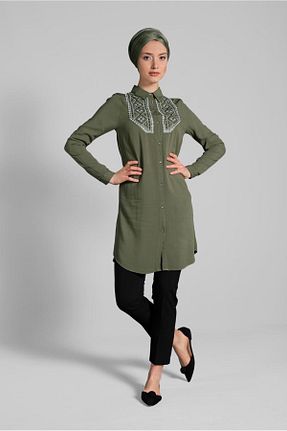 تونیک حجاب خاکی زنانه پنبه ای TRENDTESETTÜR - کد 86184200