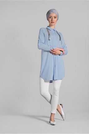 تونیک حجاب آبی زنانه ویسکون TRENDTESETTÜR - کد 86183628