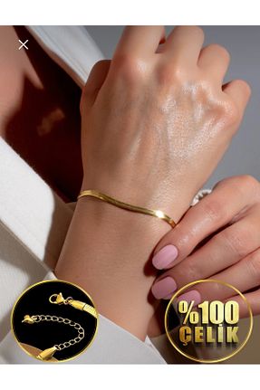 دستبند استیل (فولاد) طلائی زنانه استیل (فولاد) Çelik - کد 871905748