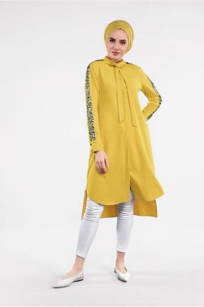 تونیک حجاب زرد زنانه پنبه ای TRENDTESETTÜR - کد 86184427