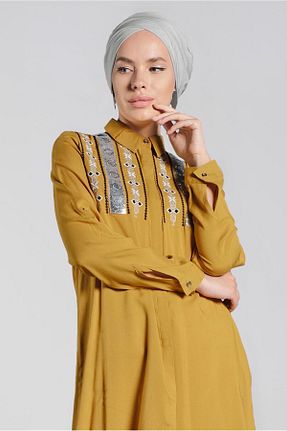 تونیک حجاب زرد زنانه ویسکون TRENDTESETTÜR - کد 86185071