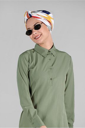 تونیک حجاب خاکی زنانه پلی استر TRENDTESETTÜR - کد 86185131