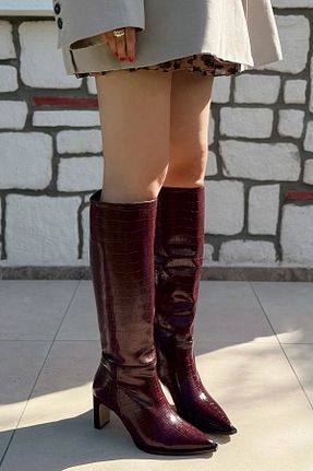 چکمه زرشکی زنانه چرم مصنوعی POLKA STORE - کد 871905412