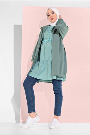 ترنچکت حجاب سبز زنانه پنبه ای TRENDTESETTÜR - کد 86186808