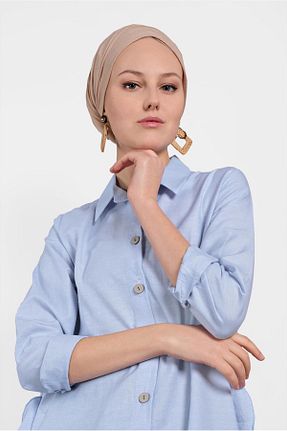 تونیک حجاب آبی زنانه %100 پنبه TRENDTESETTÜR - کد 86198519
