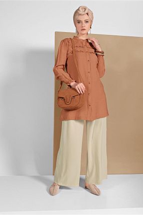 شلوار حجاب بژ زنانه پنبه پلی استر TRENDTESETTÜR - کد 55407105