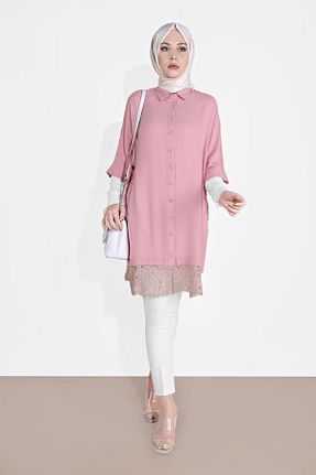 تونیک حجاب صورتی زنانه ویسکون TRENDTESETTÜR - کد 94524278