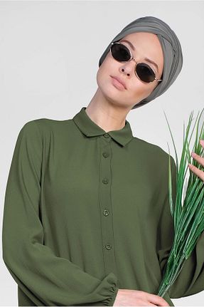 تونیک حجاب خاکی زنانه پلی استر TRENDTESETTÜR - کد 97169956
