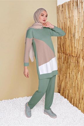 ست بالاتنه و پائین تنه حجاب سبز زنانه رگولار TRENDTESETTÜR - کد 91416987