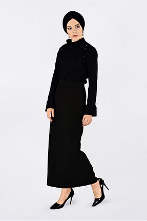 بلوز حجاب مشکی زنانه Straight TRENDTESETTÜR - کد 98307764