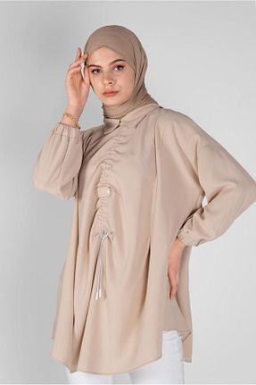 تونیک حجاب بژ زنانه پلی استر TRENDTESETTÜR - کد 100089527