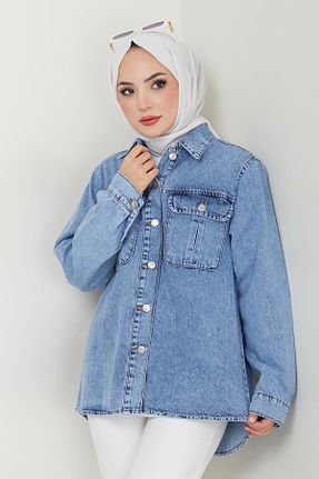 پیراهن حجاب آبی زنانه اورسایز Pamuk Butik - کد 871944286