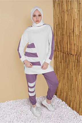 ست بالاتنه و پائین تنه حجاب بنفش زنانه رگولار TRENDTESETTÜR - کد 101898659