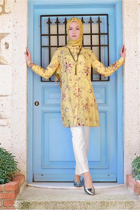 تونیک حجاب زرد زنانه پلی استر TRENDTESETTÜR - کد 94524238