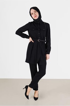 ست بالاتنه و پائین تنه حجاب مشکی زنانه رگولار Alvina - کد 802222410