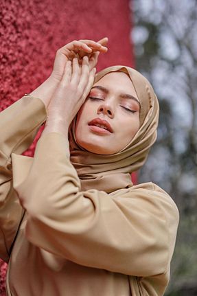 ست بالاتنه و پائین تنه حجاب بژ زنانه رگولار TRENDTESETTÜR - کد 123474270