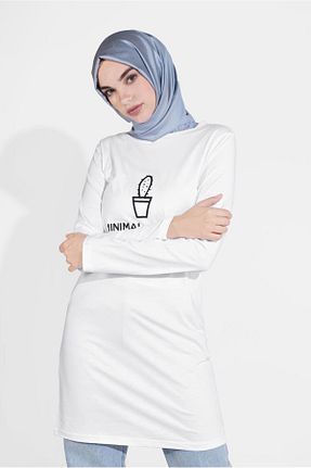 تونیک حجاب سفید زنانه ویسکون TRENDTESETTÜR - کد 123283052