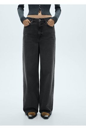 شلوار جین مشکی زنانه رگولار MANGO - کد 860813685