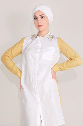 تونیک حجاب زرد زنانه %100 پنبه TRENDTESETTÜR - کد 305045057
