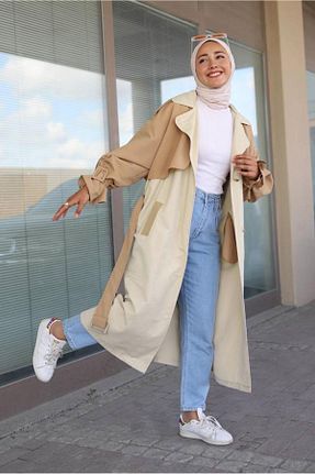 ترنچکت حجاب قهوه ای زنانه پنبه ای TRENDTESETTÜR - کد 276685167