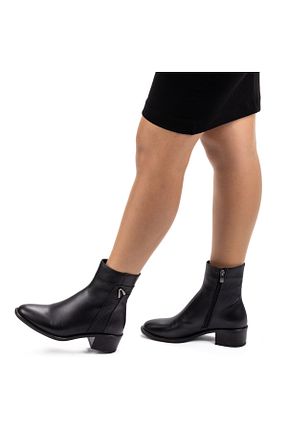 بوت / نیم بوت مشکی زنانه چرم خالص TwoEgoist - کد 869501442