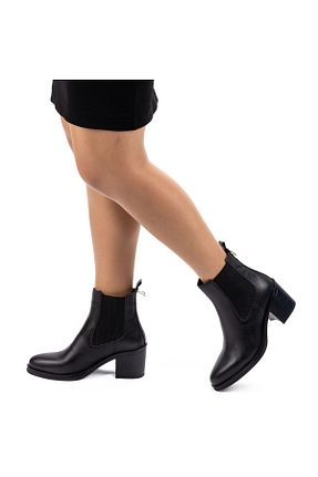 بوت / نیم بوت مشکی زنانه چرم خالص TwoEgoist - کد 869500238