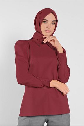 بلوز حجاب زرشکی زنانه رگولار TRENDTESETTÜR - کد 456316799