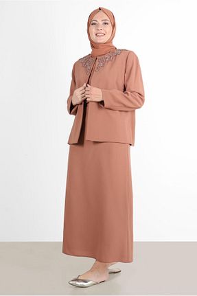 ست بالاتنه و پائین تنه حجاب قهوه ای زنانه رگولار TRENDTESETTÜR - کد 747151640