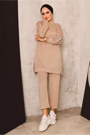 ست بالاتنه و پائین تنه حجاب قهوه ای زنانه رگولار TRENDTESETTÜR - کد 376319624