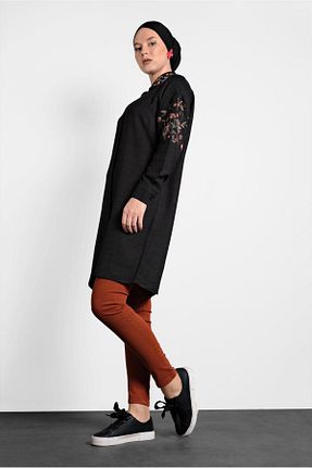 تونیک حجاب مشکی زنانه مخلوط پلی استر TRENDTESETTÜR - کد 443324797