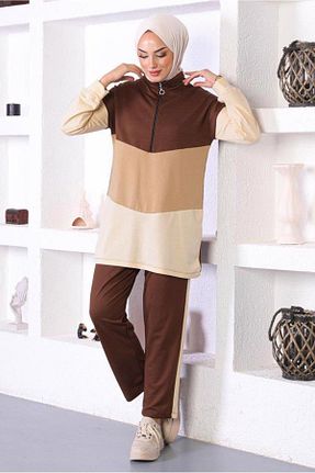 ست بالاتنه و پائین تنه حجاب قهوه ای زنانه رگولار TRENDTESETTÜR - کد 734312662
