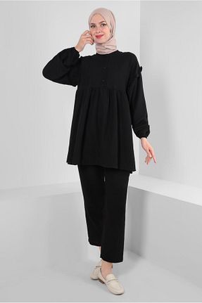 ست بالاتنه و پائین تنه حجاب مشکی زنانه رگولار TRENDTESETTÜR - کد 736882593