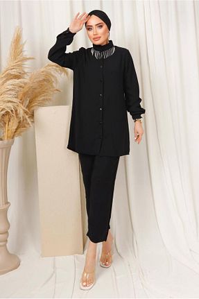 ست بالاتنه و پائین تنه حجاب مشکی زنانه رگولار TRENDTESETTÜR - کد 712842522