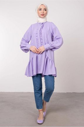 تونیک حجاب بنفش زنانه پنبه ای TRENDTESETTÜR - کد 714276960